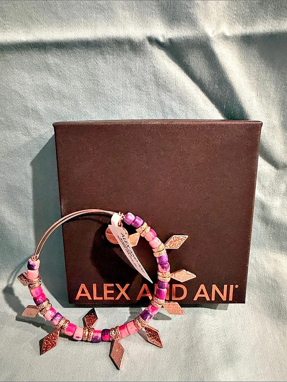 Alex and Ani Spearhead Coral EWB Pink & Purple Bracelet NWT and Gift Box